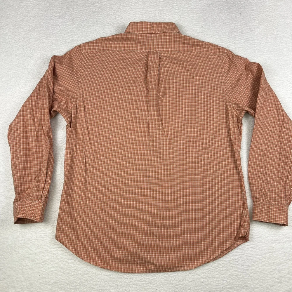 Polo Ralph Lauren Shirt Mens XL Custom Fit Orange Plaid Button Down Logo